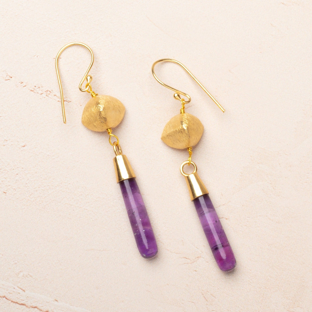 30x5.5mm Vermeil Capped Amethyst Plain Tear Drop Pendant 1 piece