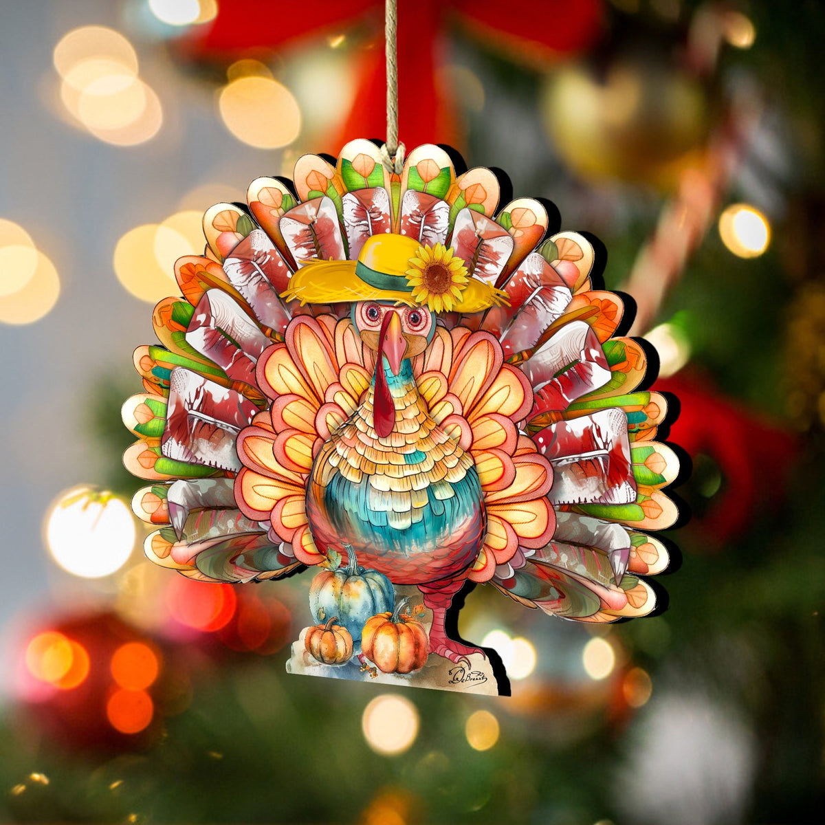 Thanksgiving Turkey Wooden Ornaments by G. DeBrekht Thanksgiving Decor - 8611055