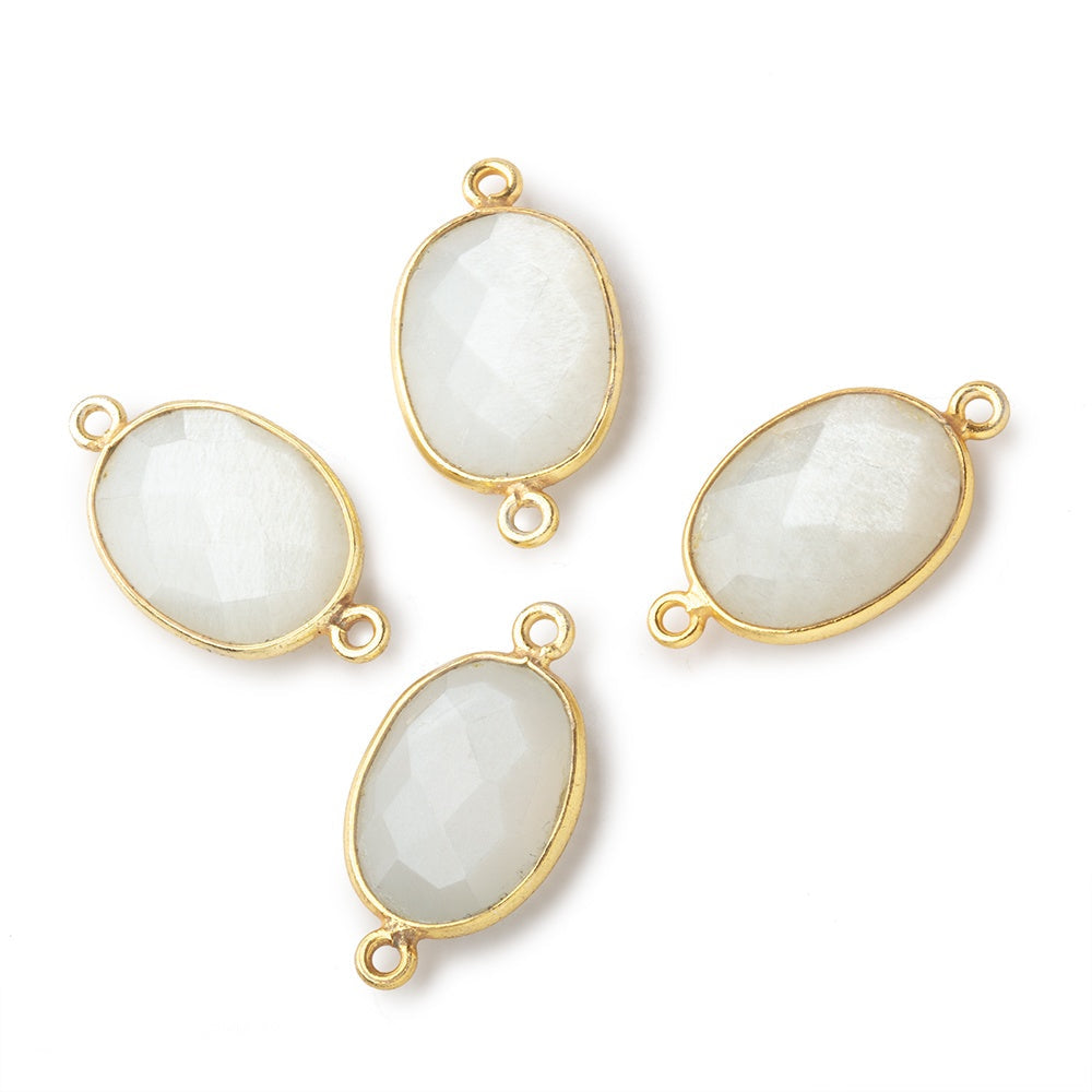 17x13mm Vermeil Bezel White Moonstone Faceted Oval Connector 1 piece