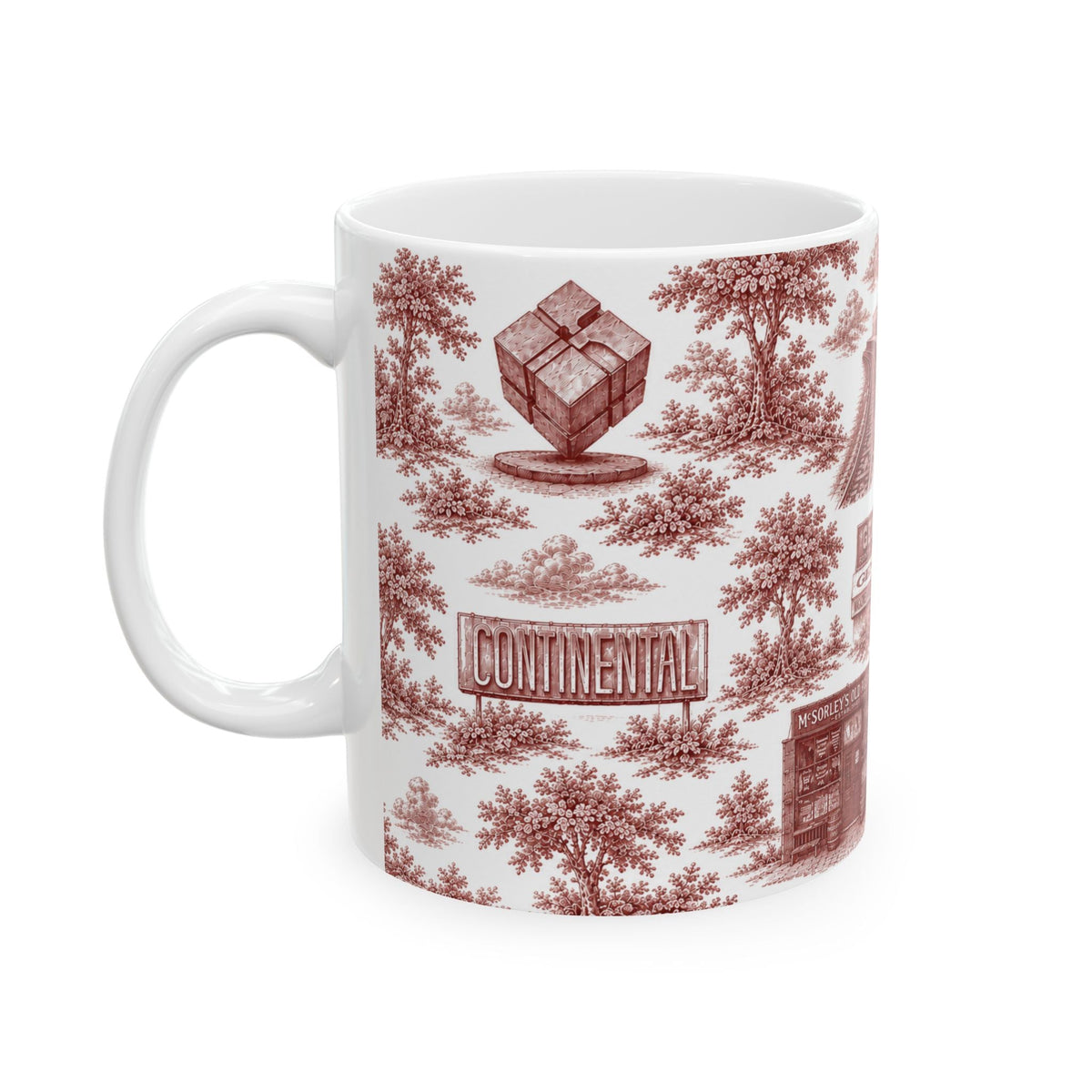 East Village Red Toile de Jouy Mug | NYC Chinoiserie Ceramic Mug