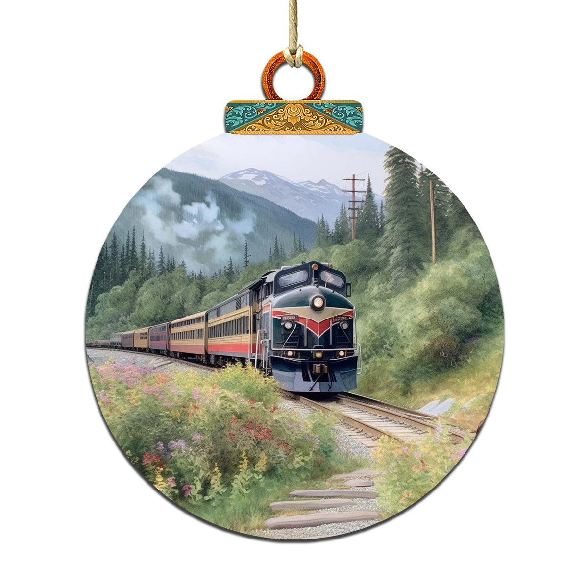Alaska Mountain Express Wooden Ornaments by G.Debrekht - Wildlife Holiday Decor - 870041