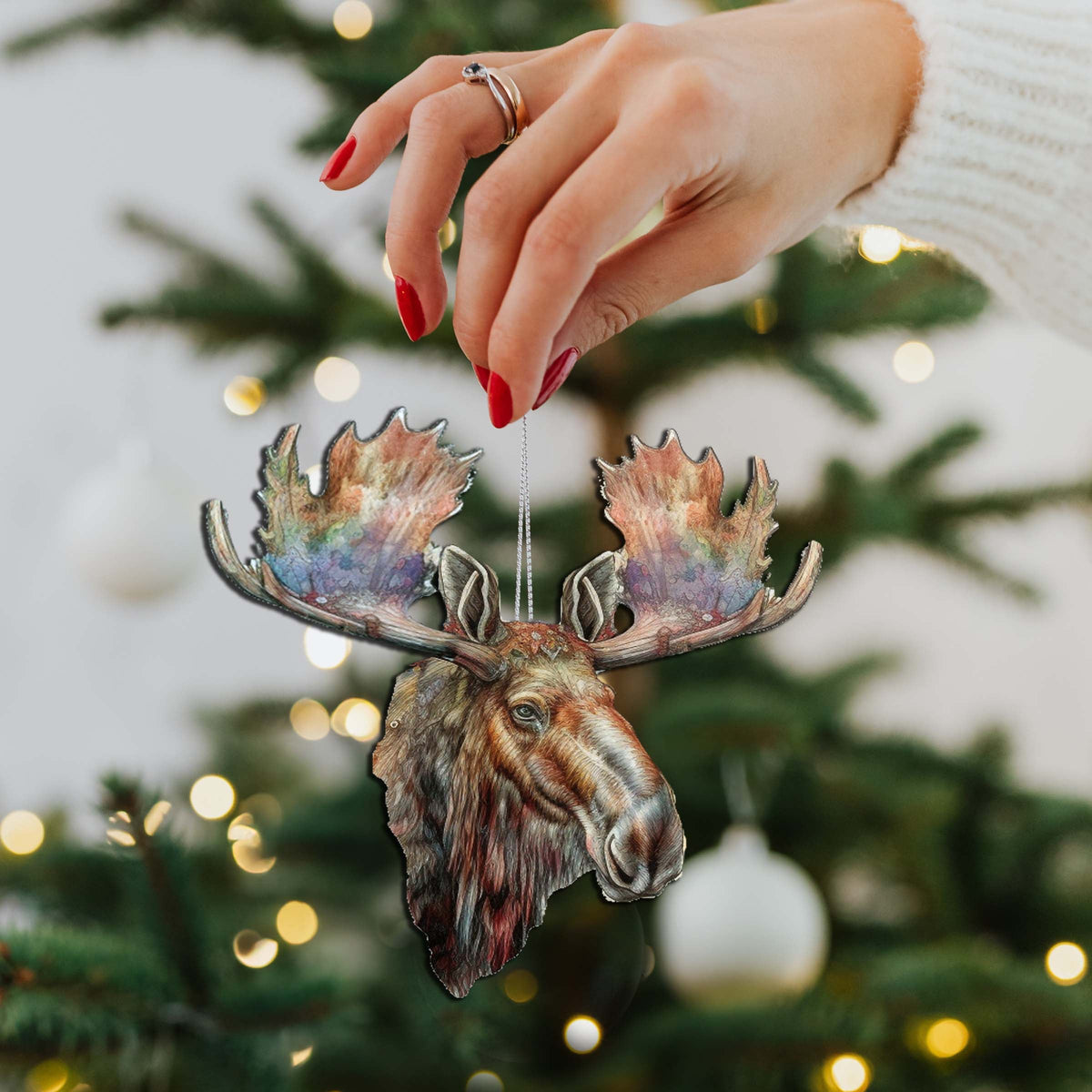 Mighty Moose Of Alaska Wooden Ornaments by G.Debrekht - Wildlife Holiday Decor - 8710108-2