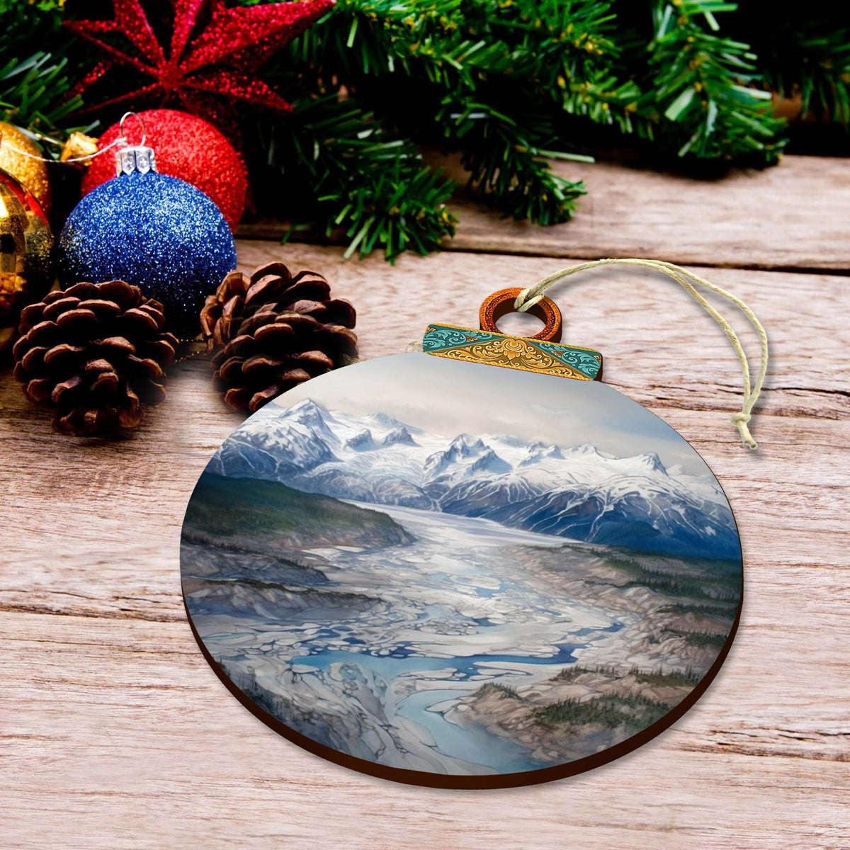 Alaskan Wilderness Symphony Wooden Ornaments by G.Debrekht - Wildlife Holiday Decor - 870057