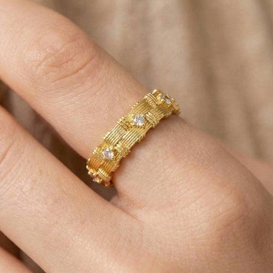 The Looks by Fame Double Row Ribbed Fashion Ring