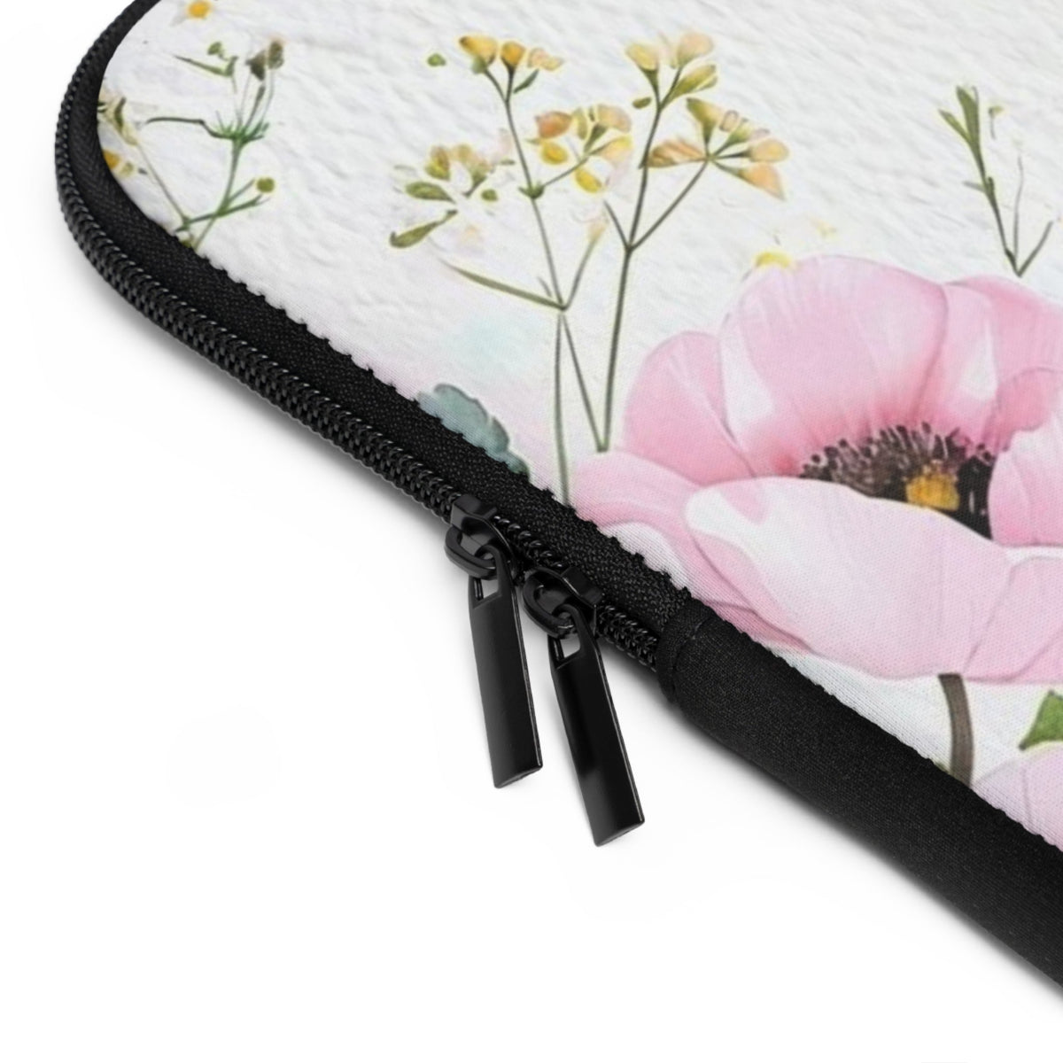 Pink Anemone Floral Laptop Sleeve | Watercolor Bee Tech Cover for Women