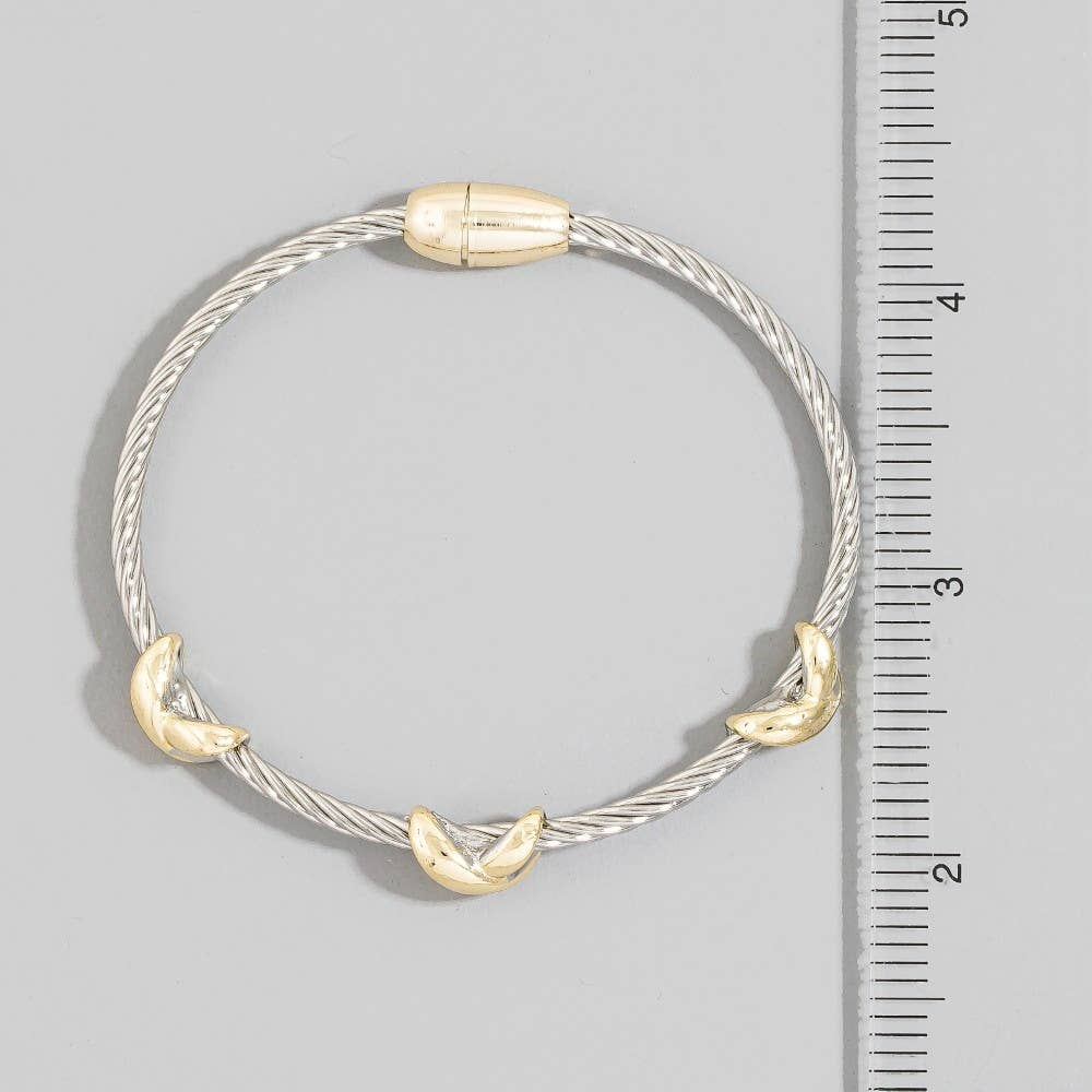 Bracelet jonc X-Station câble bicolore doré Anarchy Street