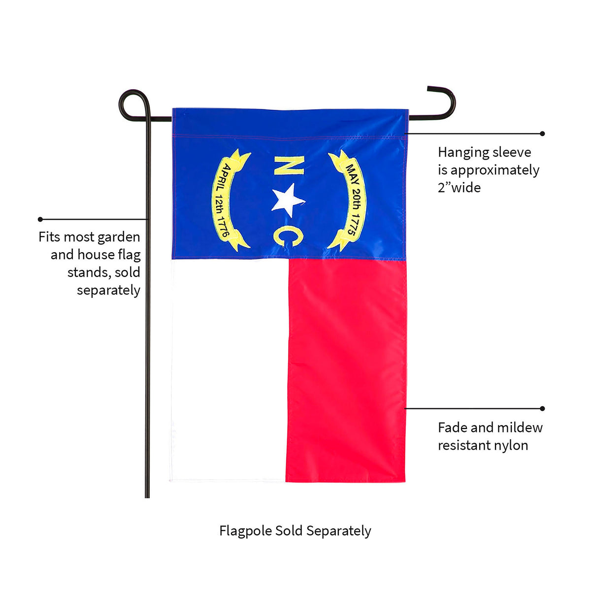North Carolina State Garden Applique Flag