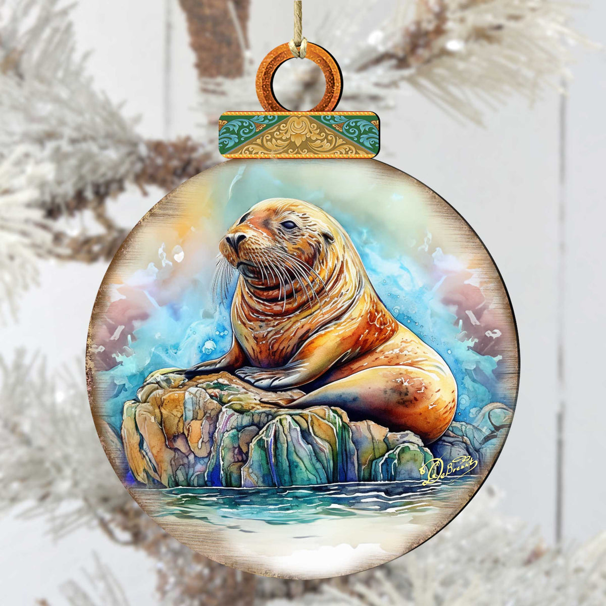 Sea Lion Wooden Ornaments by G.Debrekht - Wildlife Holiday Decor - 8710127