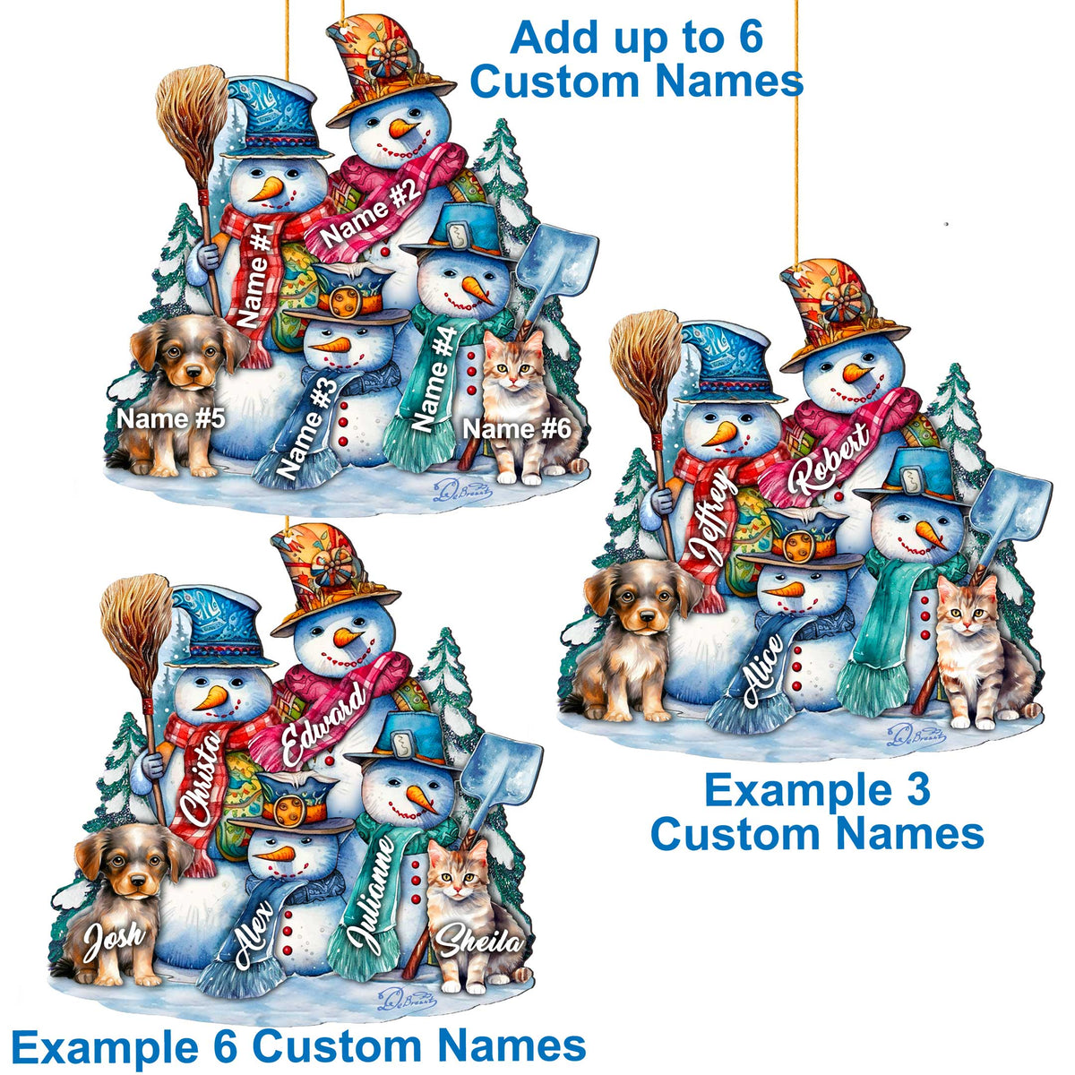 Personalized Snowman Happy Family Christmas Ornaments - Family Member Names Wooden Ornaments by G. Debrekht - Christmas Decor - 8652755P