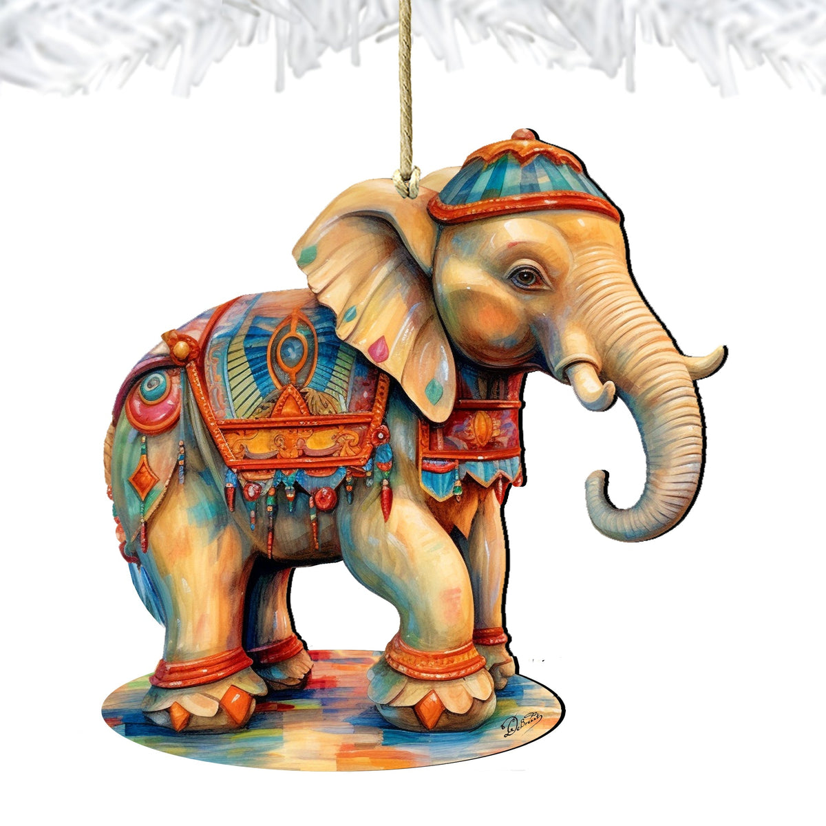 Carousel Elephant Wooden Ornaments by G. Debrekht - Christmas Decor - 8100192-3