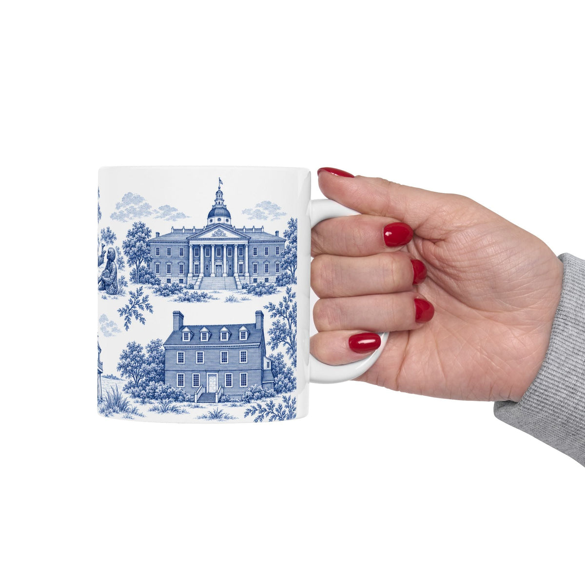 Annapolis Blue Toile de Jouy Ceramic Mug – Vintage Scenic 11oz