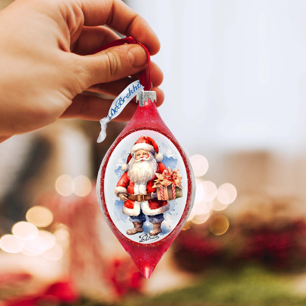 Magical Moments Santa Drop Glass Ornament by G. Debrekht - Christmas Santa Snowman Decor - 757-046