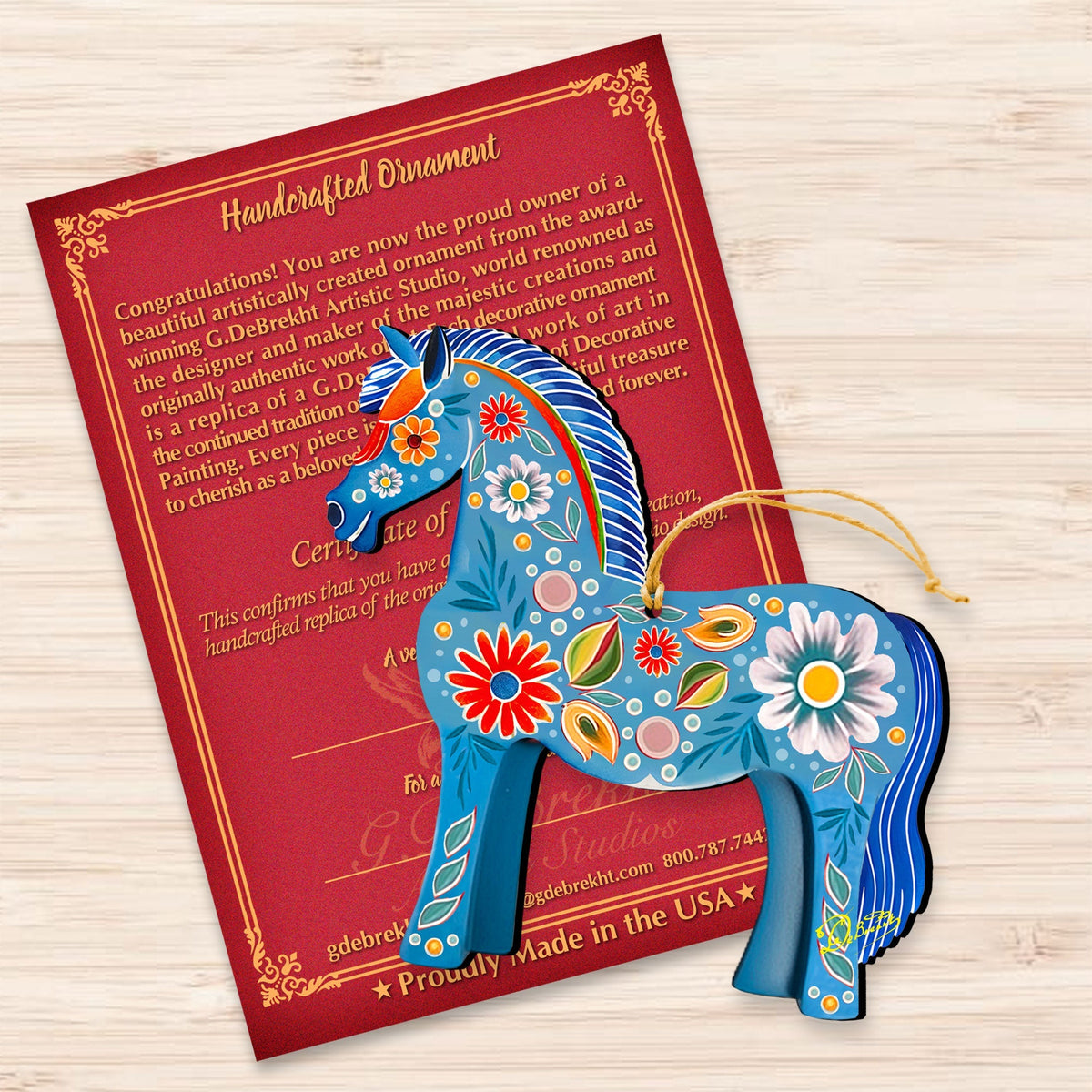 Danish Horse Decorative Wooden Ornaments by G. Debrekht - Love Family Decor - 8688311