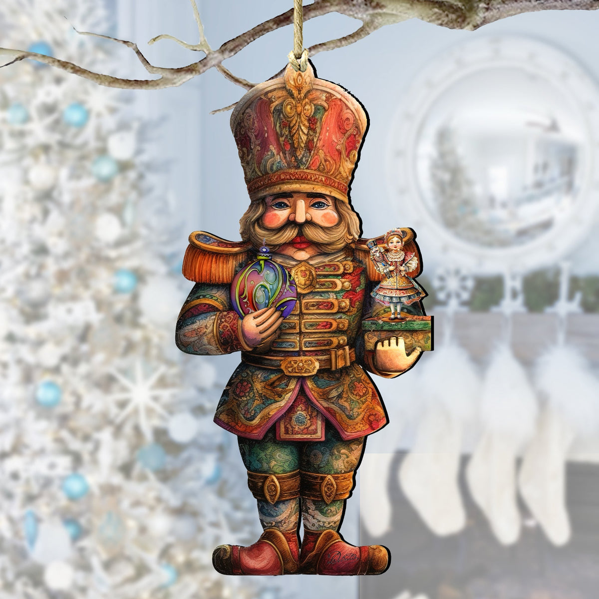 Nutcracker with Clara Wooden Ornaments by G. Debrekht Christmas Decor - 8611059