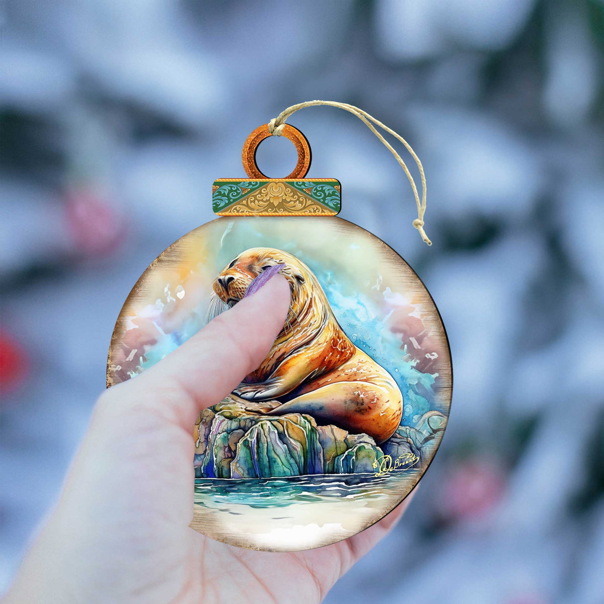Sea Lion Wooden Ornaments by G.Debrekht - Wildlife Holiday Decor - 8710127