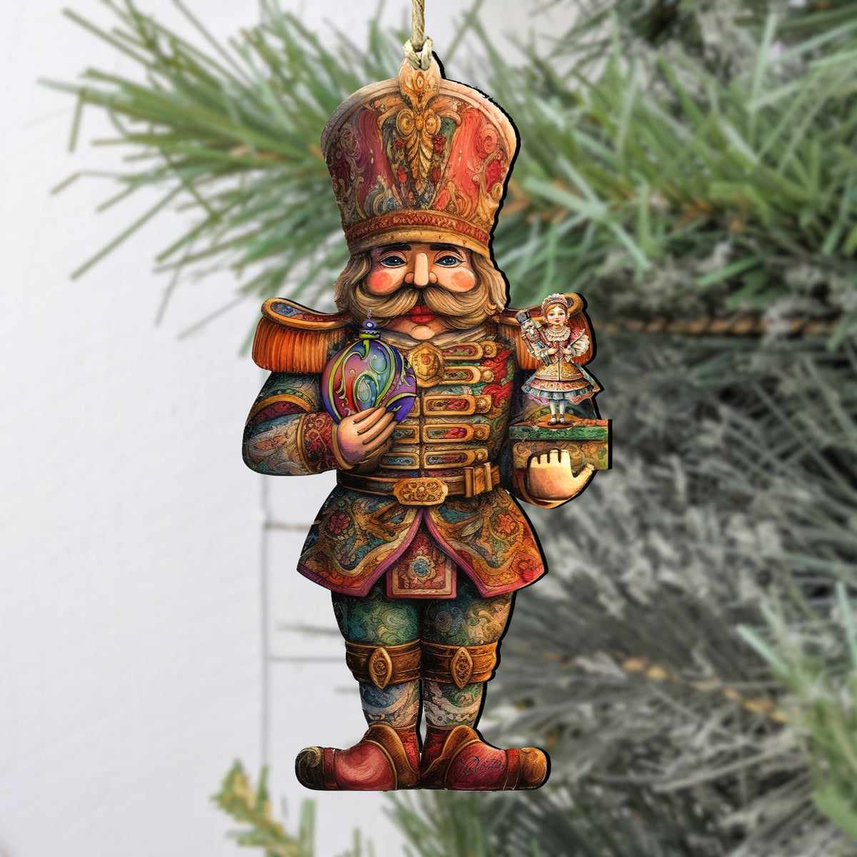 Nutcracker with Clara Wooden Ornaments by G. Debrekht Christmas Decor - 8611059