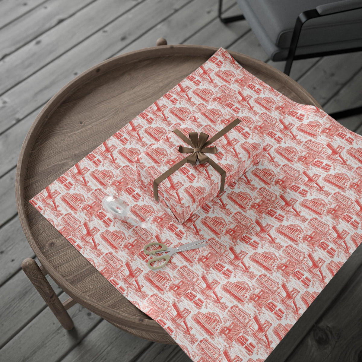Brooklyn NYC Red Toile Gift Wrapping Papers Chinoiserie New York City Gift Wrap Brooklyn Bridge Prospect Park Junior's DUMBO Museum