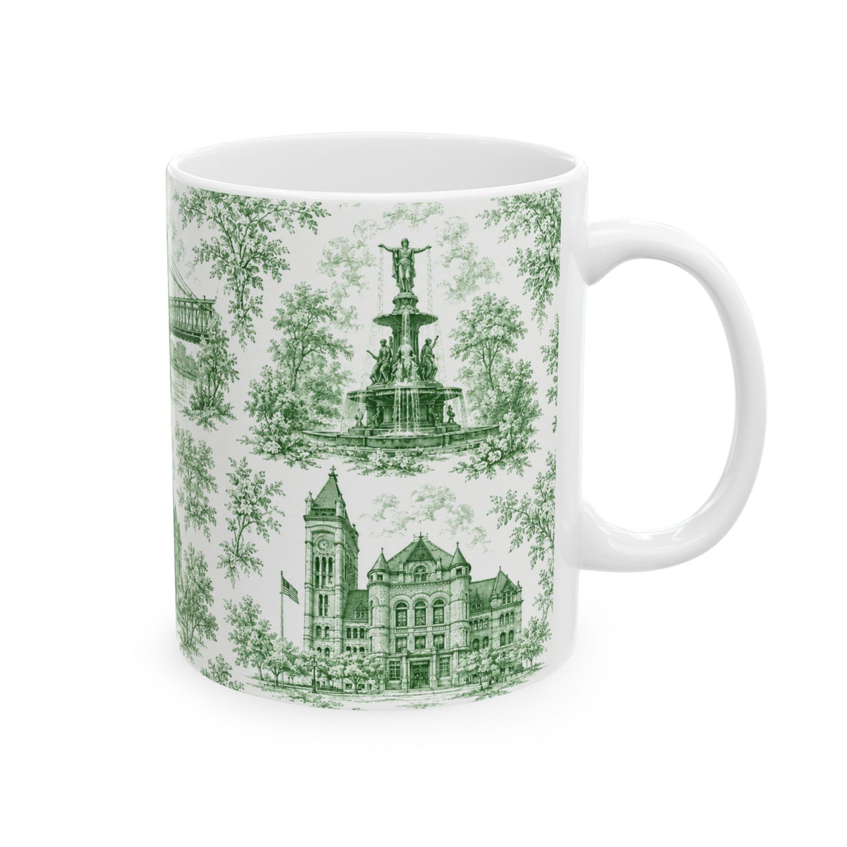 Cincinnati Blue Toile de Jouy Ceramic Mug — Coffee mug 11oz