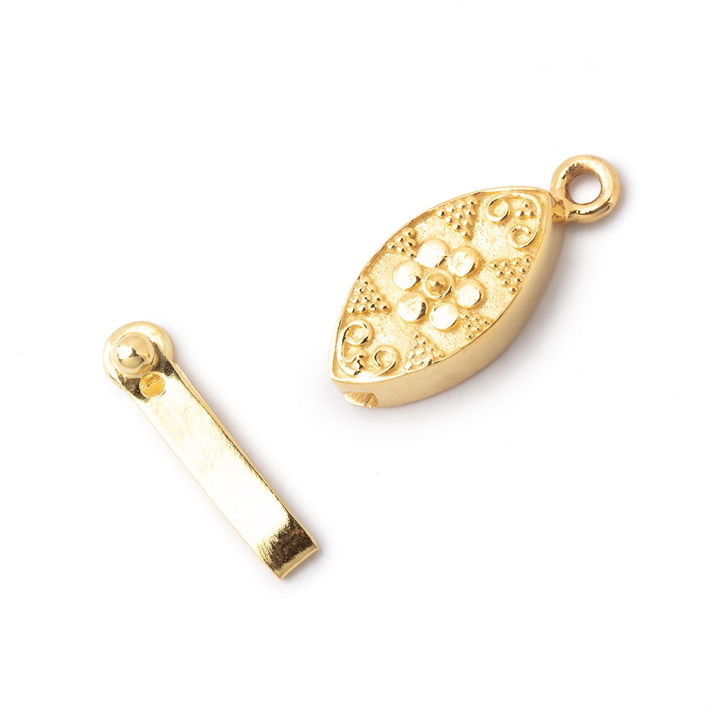 17.5x9mm Vermeil Floral Marquise Box Clasp 1 piece