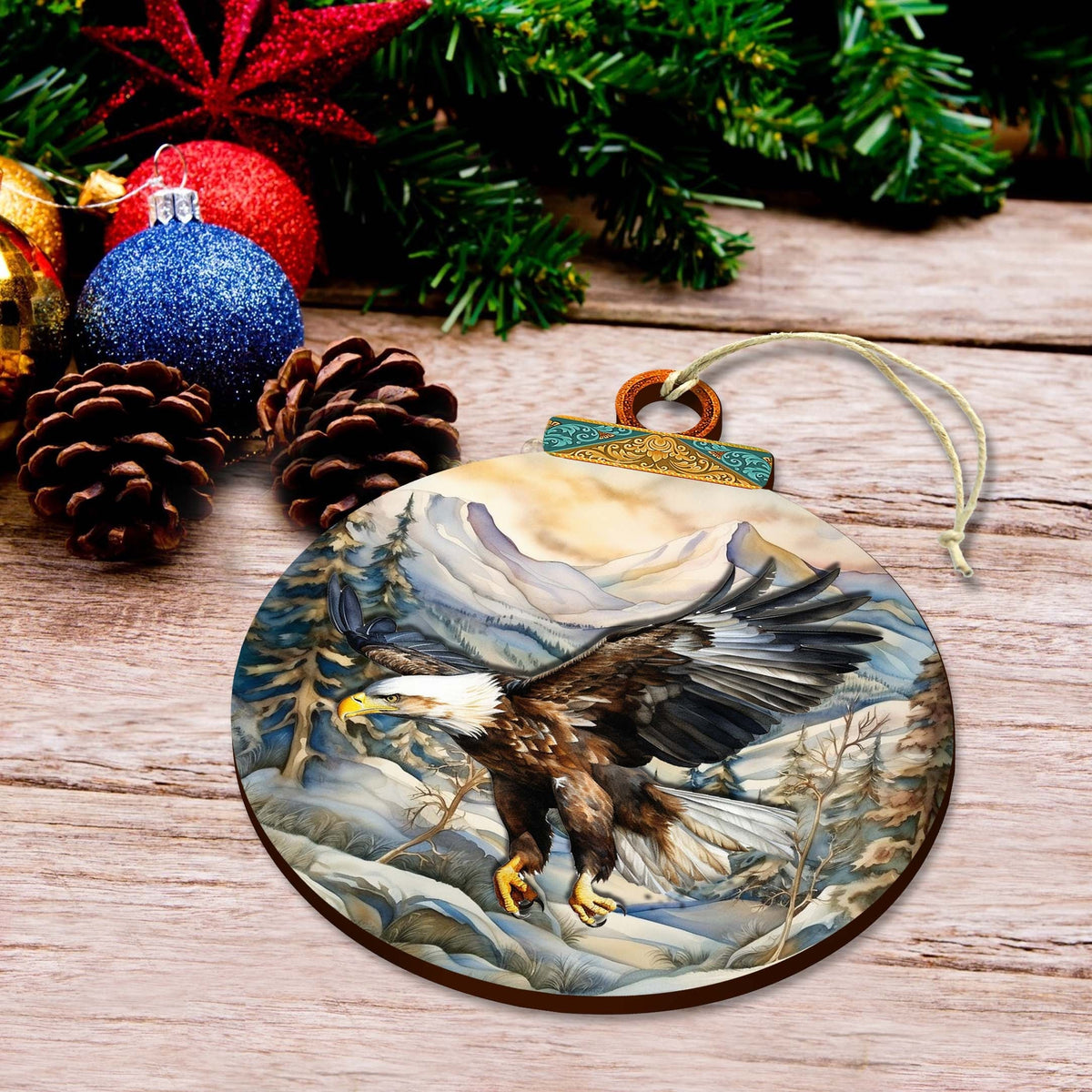 Bald Eagle of Alaska Wooden Ornaments by G.Debrekht - Wildlife Holiday Decor - 870063