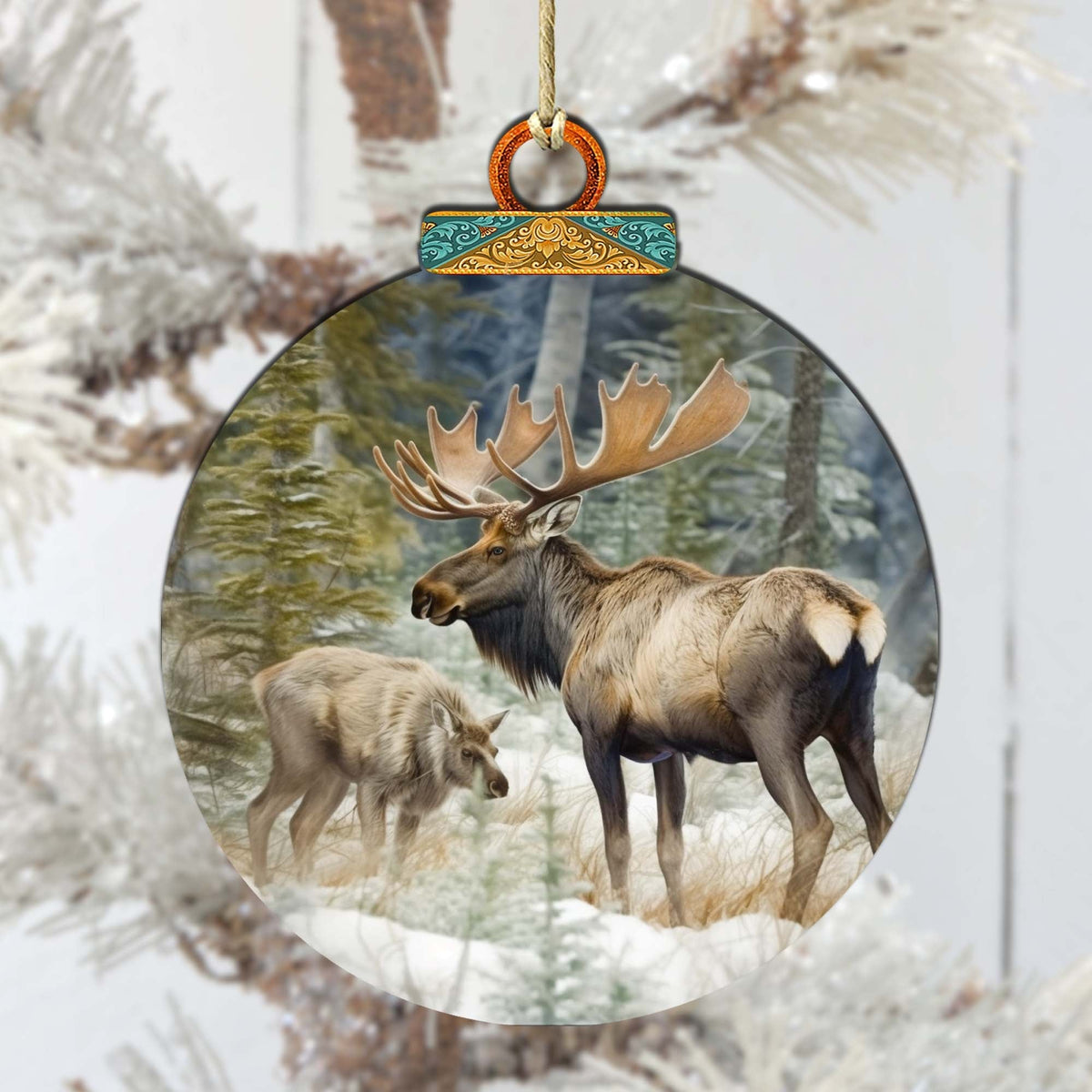 Elk in the Wilderness Wooden Ornaments by G.Debrekht - Wildlife Holiday Decor - 870055