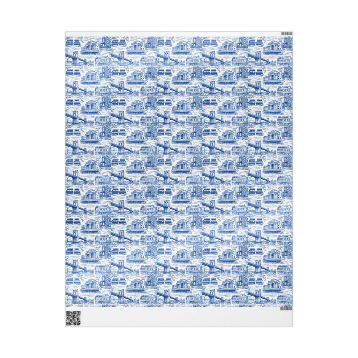 Brooklyn NYC Blue Toile Gift Wrapping Papers Chinoiserie New York City Gift Wrap Brooklyn Bridge Prospect Park Junior's DUMBO Museum