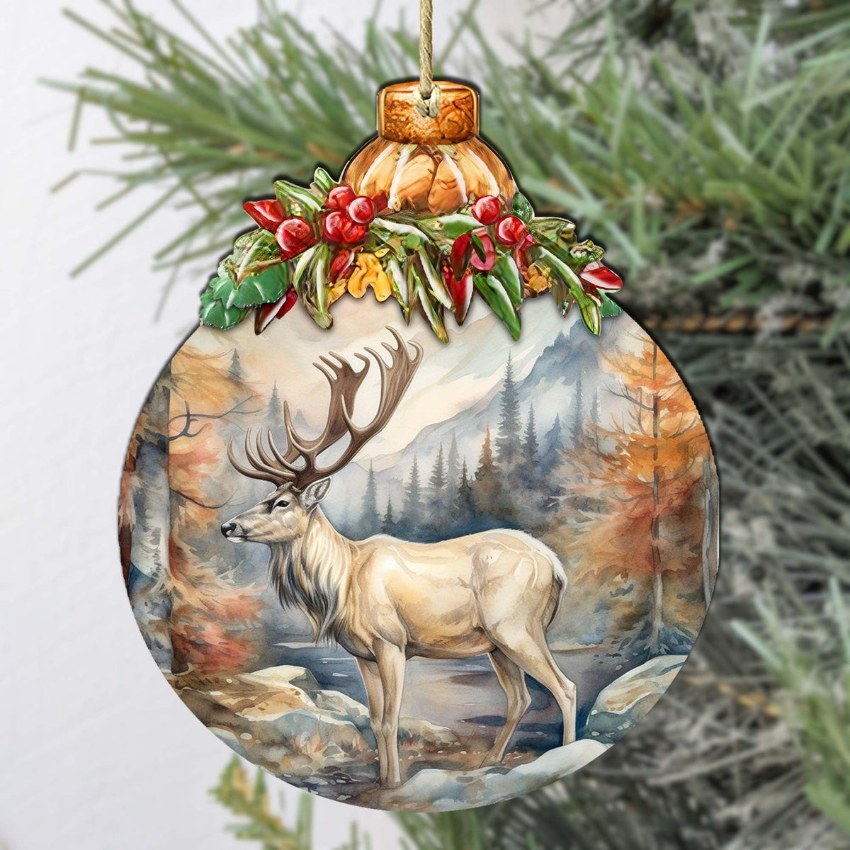 Alaskan Majestic Elk Wooden Ornaments by G.Debrekht - Wildlife Holiday Decor - 870028