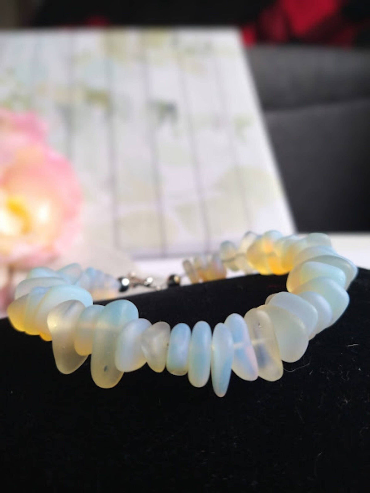 Bad Apple Designs Opal Moonstone Sea Glass Beach Strand Silver Bracelet