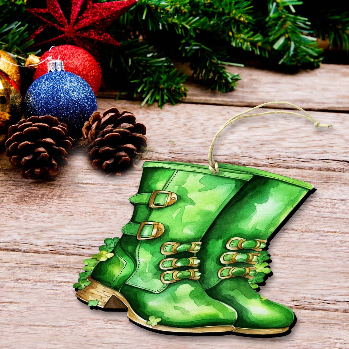 Irish Green Boots Wooden Ornaments by G. DeBrekht Easter Spring Decor - 8652777