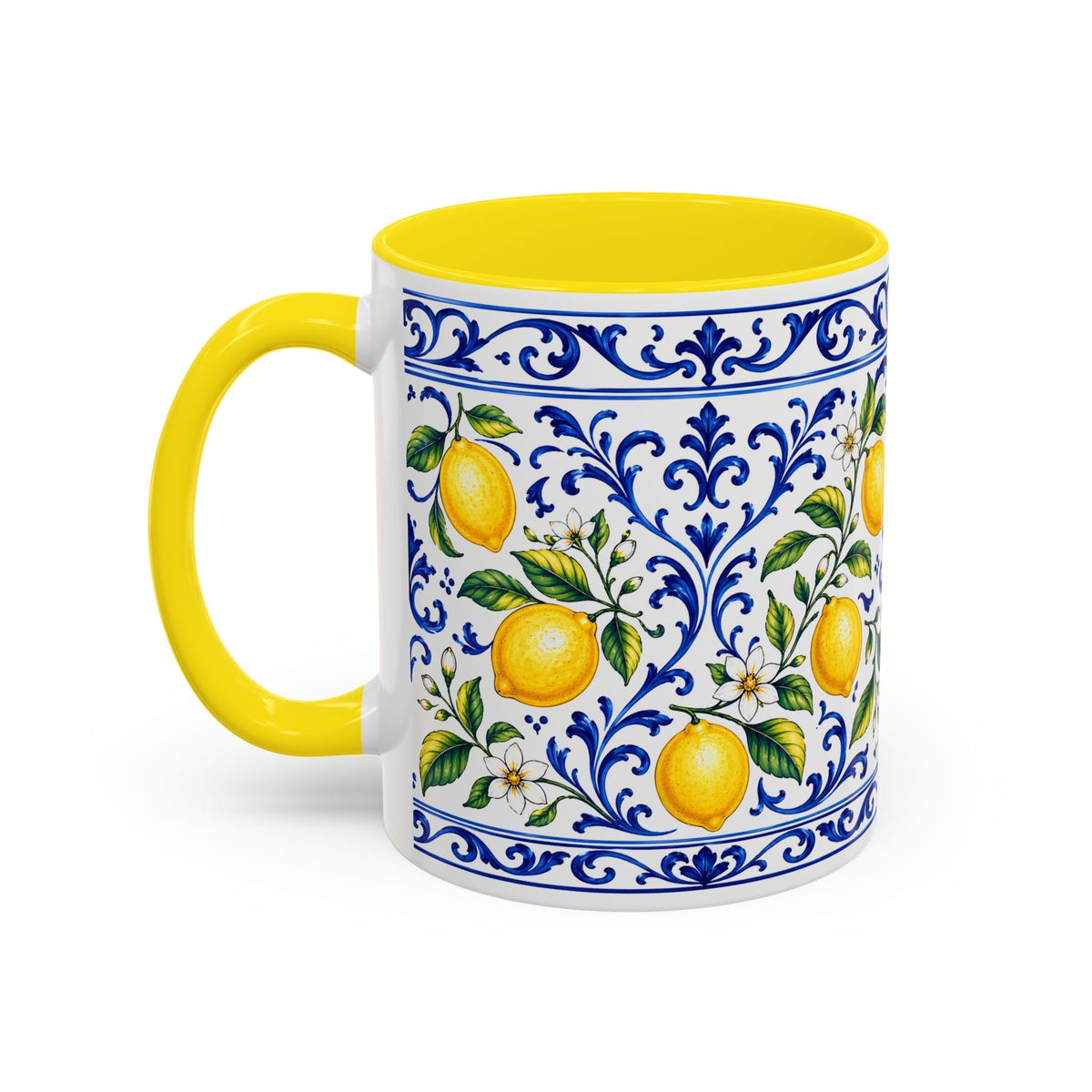 Little Italy Amalfi Blue with Lemon Accent Mug — Blue Ceramic Kitchen Mug (11oz)