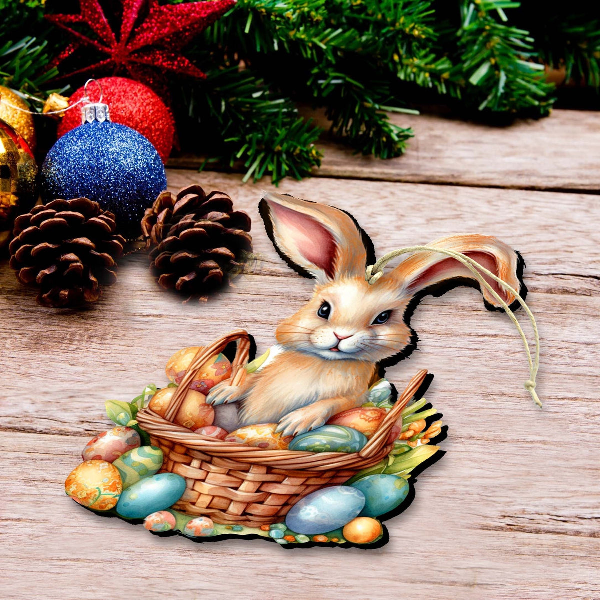 Easter Bunny Wooden Ornaments by G. DeBrekht Easter Spring Decor - 8652770