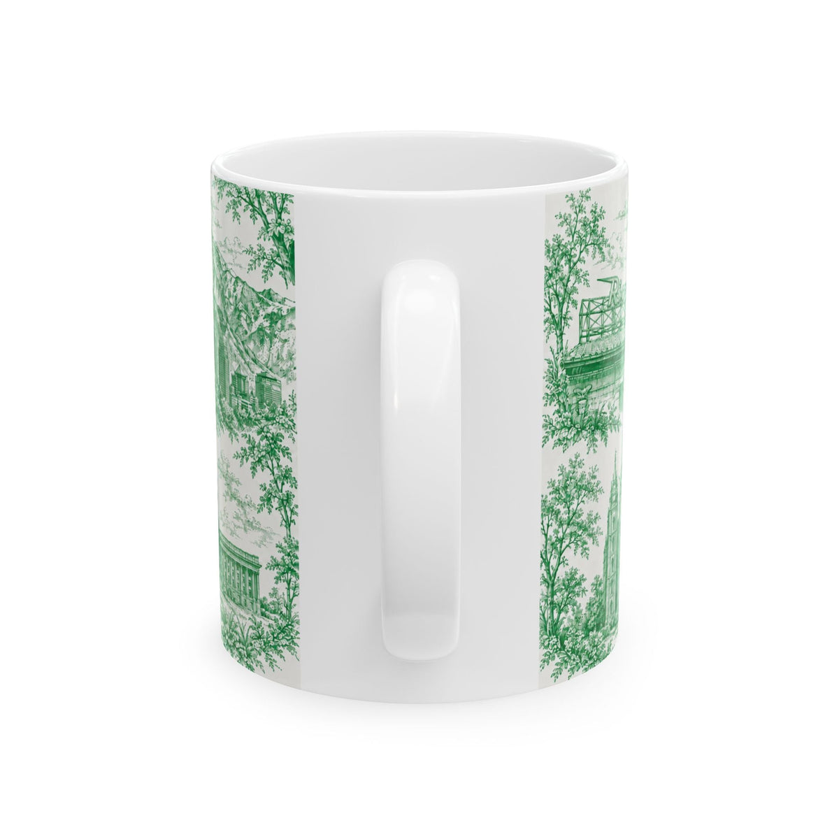 Salt Lake City Green Toile de Jouy Mug — Ceramic Coffee Cup (11oz)