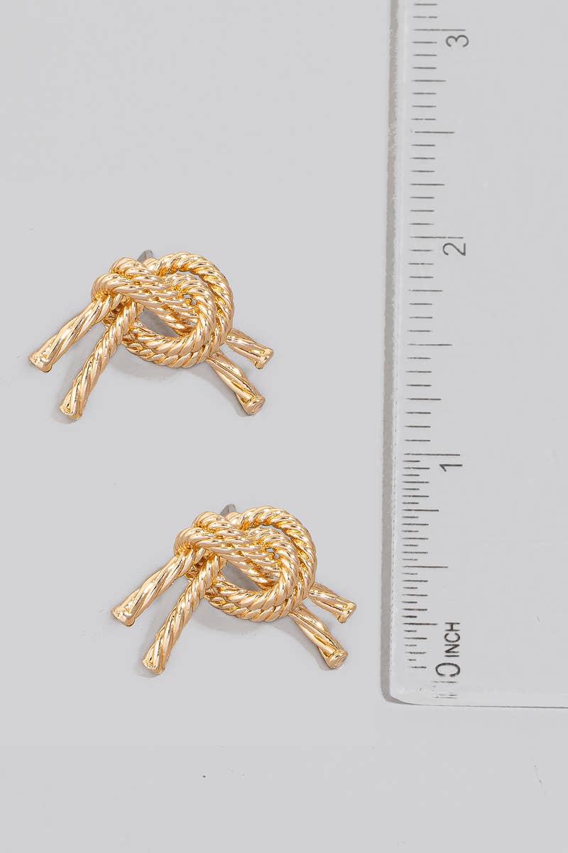 The Looks by Fame Metallic Tied Rope Knot Stud Earrings