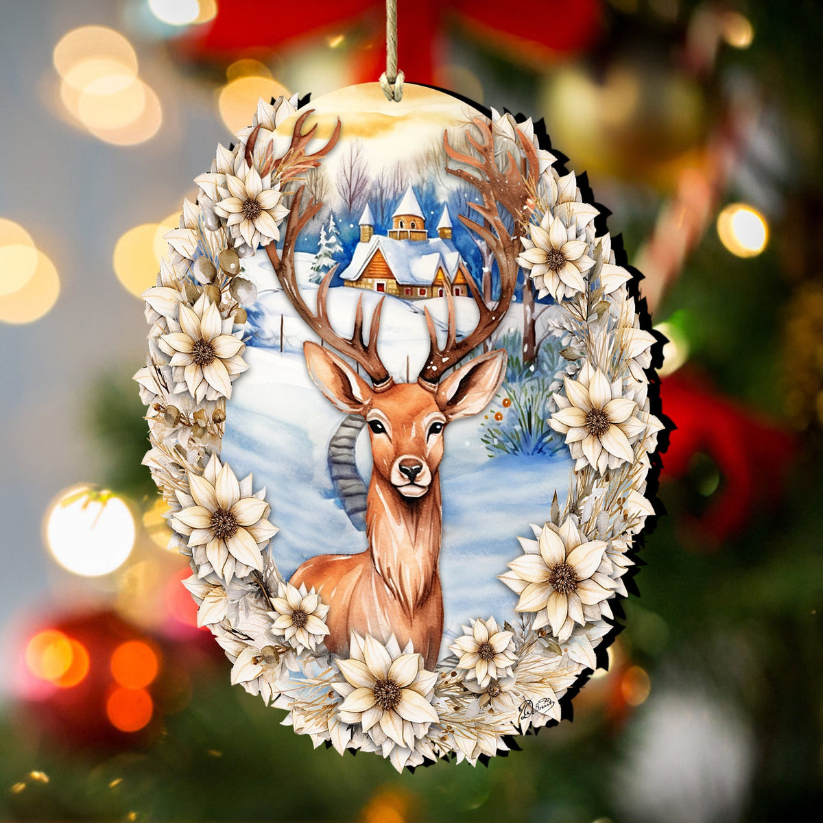 Majestic Forest Deer Wooden Ornaments by G. Debrekht Christmas Decor - 8611065