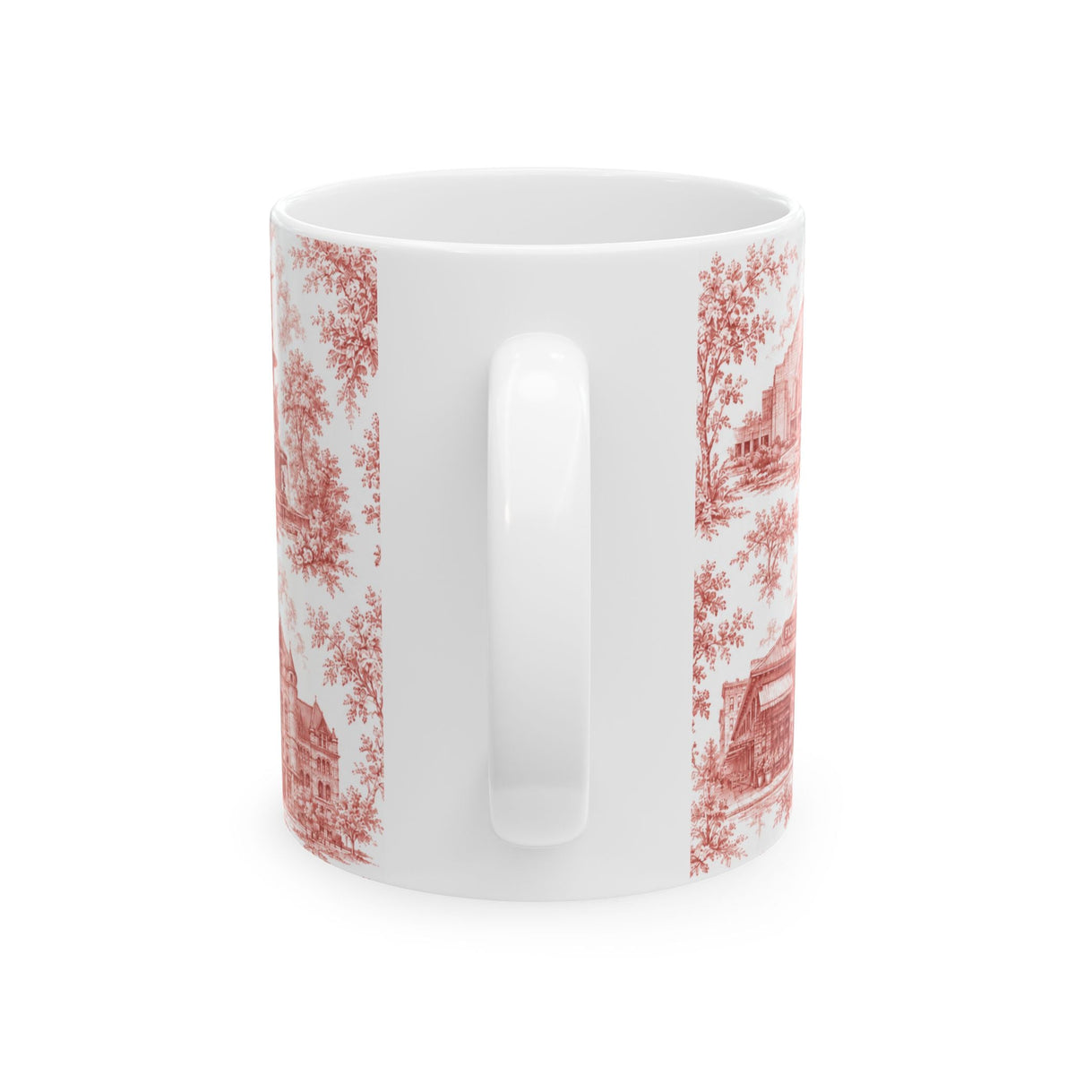 Cincinnati Red Toile de Jouy Ceramic Mug — Coffee Mug 11oz