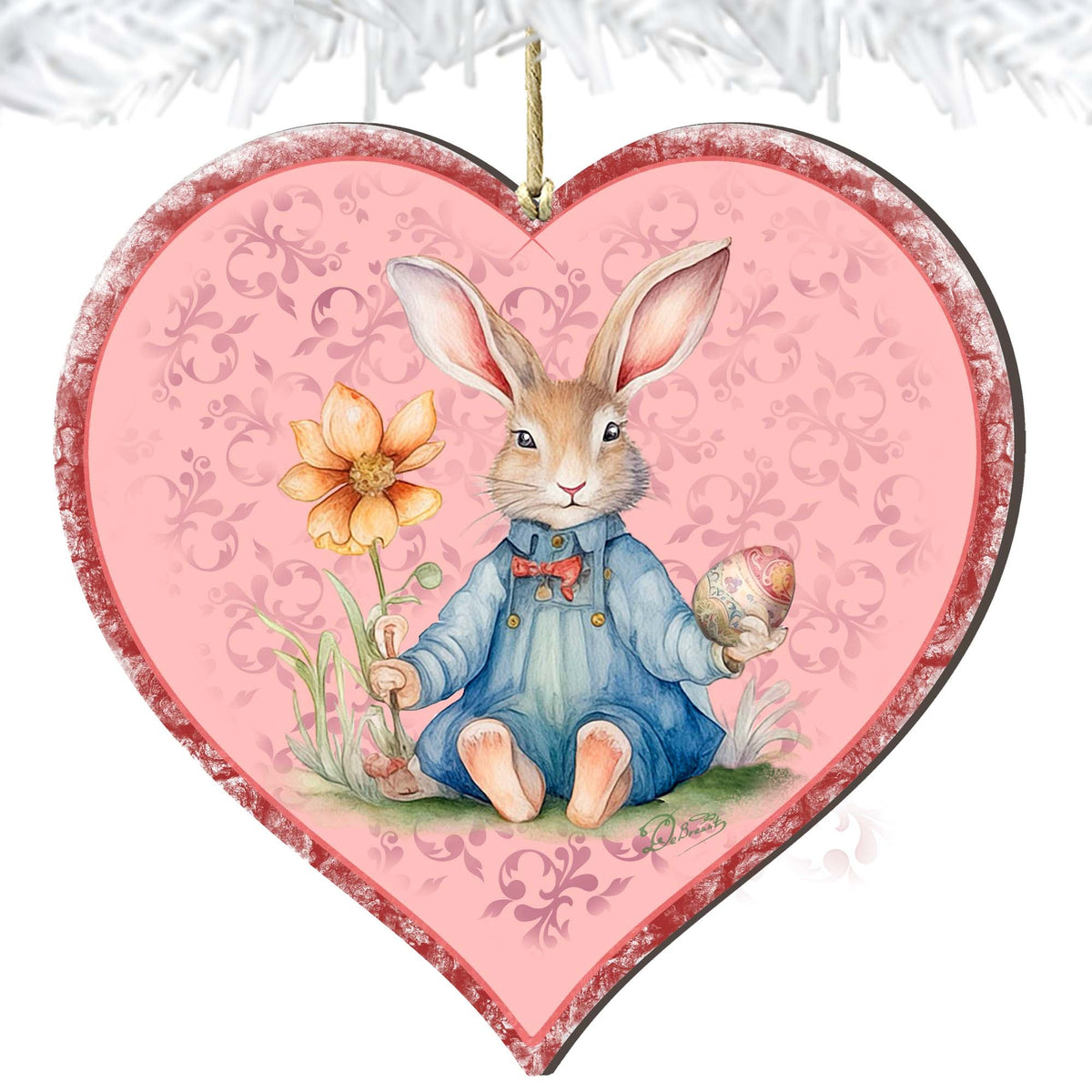 Easter Bunny Heart Wooden Ornaments by G. DeBrekht Easter Spring Decor - 8652780