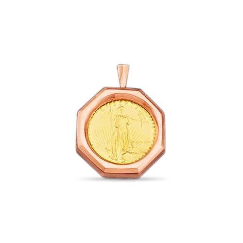 Fancy Solid White/Yellow/Rose Gold Handmade Pendant, 1oz