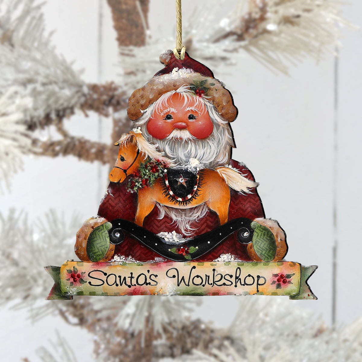Santa's Workshop Wooden Ornaments by Jamie Mills-Price Christmas Santa Snowman Decor - 8611068-2-MP