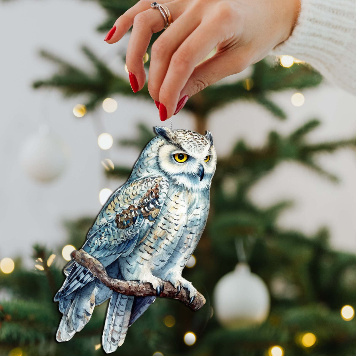 Night Owls Decorative Wooden Ornaments of 3 by G. Debrekht - Wildlife Decor - 8091004-S3