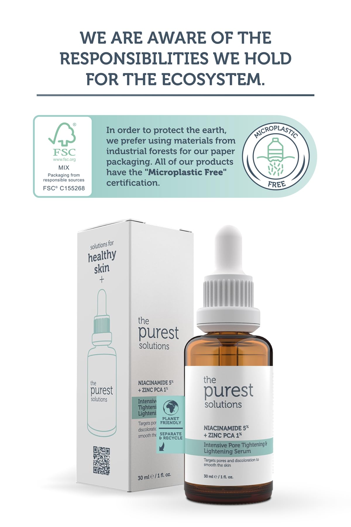 The Purest Solutions Skincare Set - Pore Tightening, Hydrating Serum & Exfoliating Toner for Uneven Skin Tone