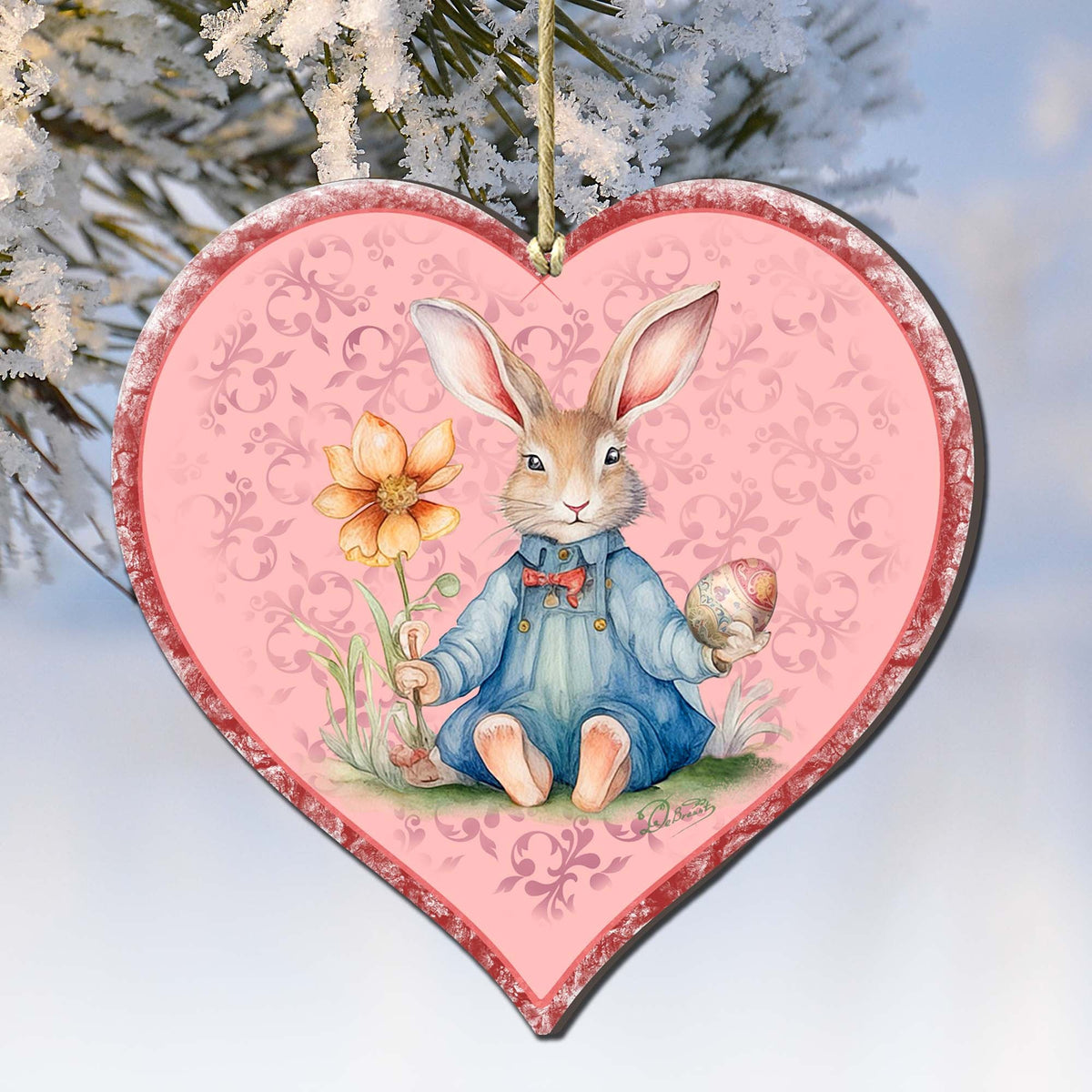 Easter Bunny Heart Wooden Ornaments by G. DeBrekht Easter Spring Decor - 8652780