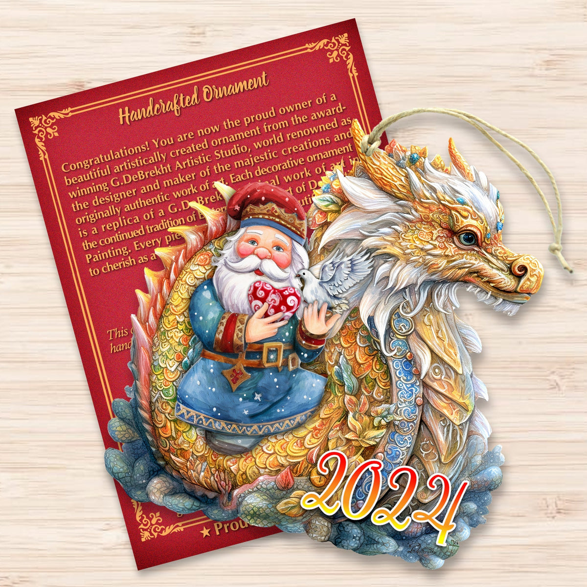 Santa with Dragon Wooden Ornaments by G. Debrekht Christmas Decor - 8611088-24