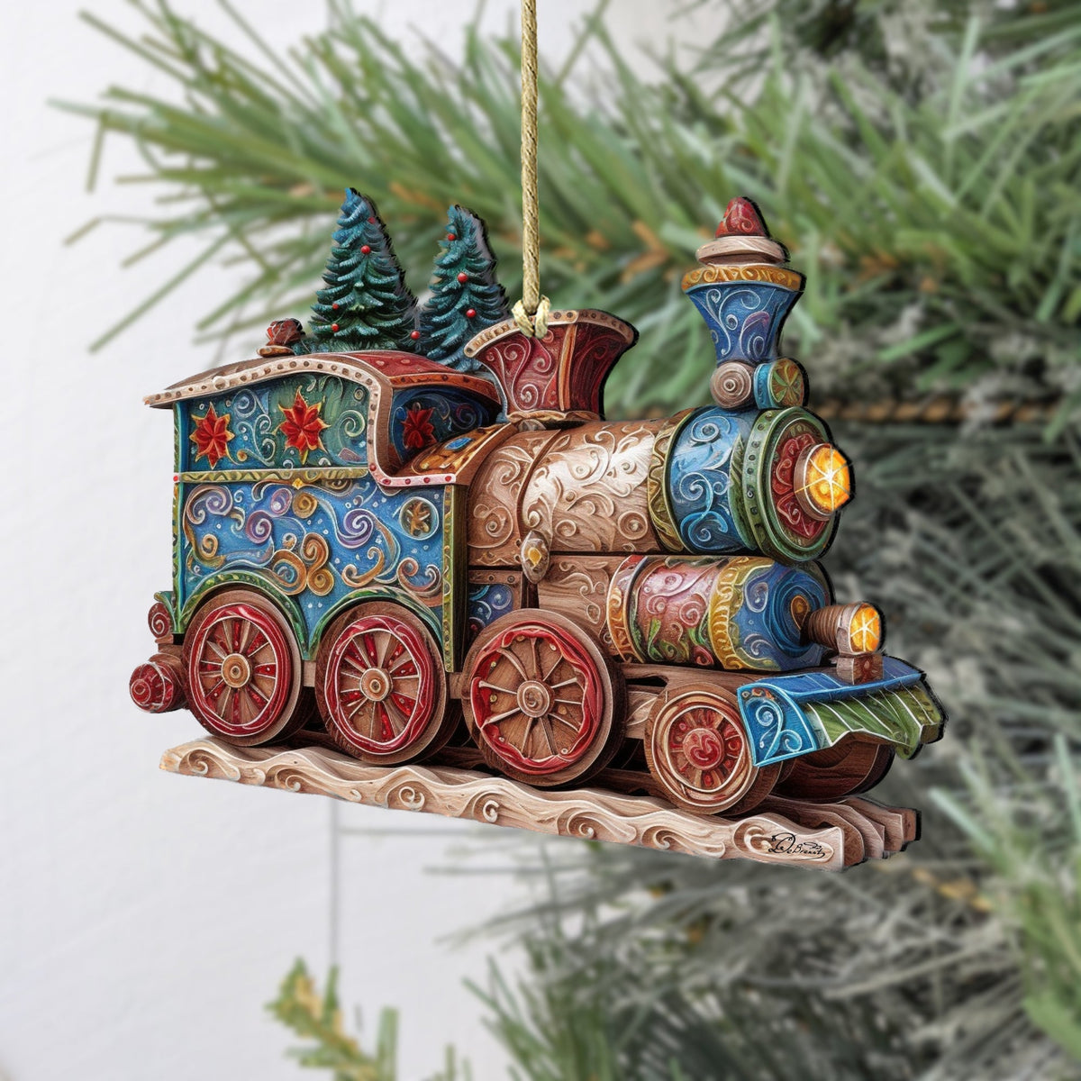 Christmas Train Wooden Ornaments by G. Debrekht - Christmas Decor - 8100198-2