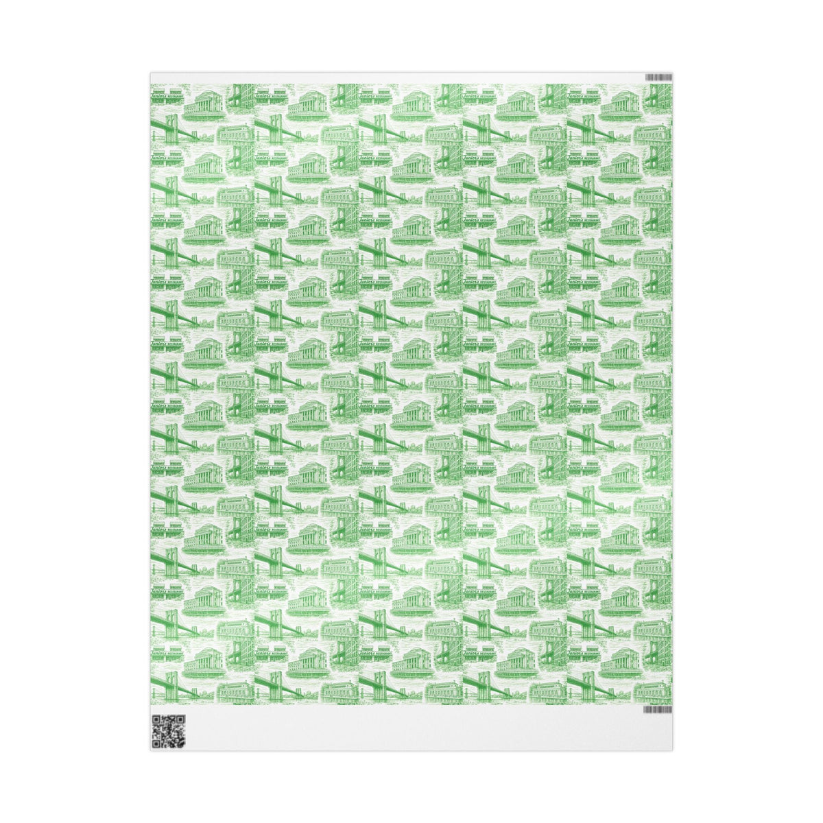 Brooklyn NYC Green Toile Gift Wrapping Papers Chinoiserie New York City Gift Wrap Brooklyn Bridge Prospect Park Junior's DUMBO Museum