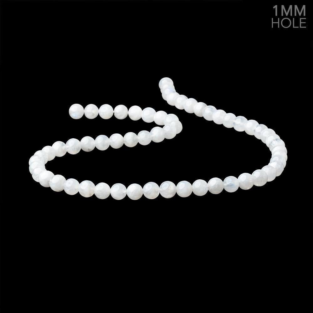 6.5mm Rainbow Moonstone Plain Round Beads 15 inch 58 pieces 1mm Hole