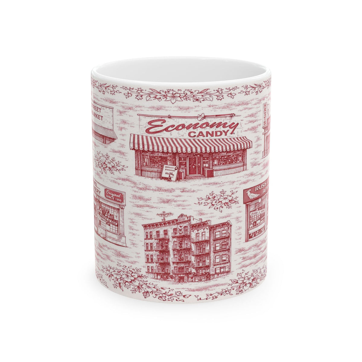Lower East Side Red Toile de Jouy Mug | NYC Chinoiserie Ceramic Mug