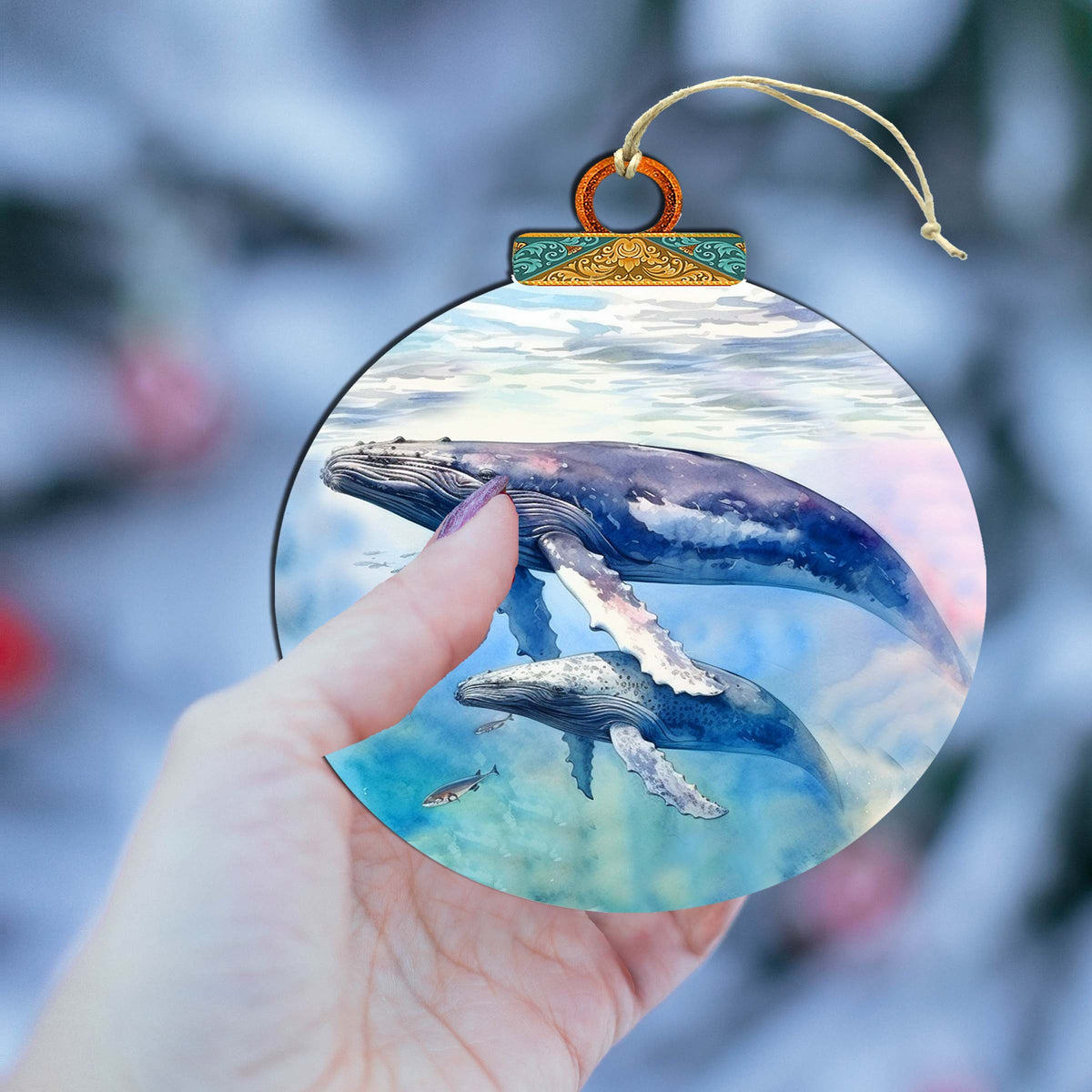 Humpback Harmony Wooden Ornaments by G.Debrekht - Wildlife Holiday Decor - 870012