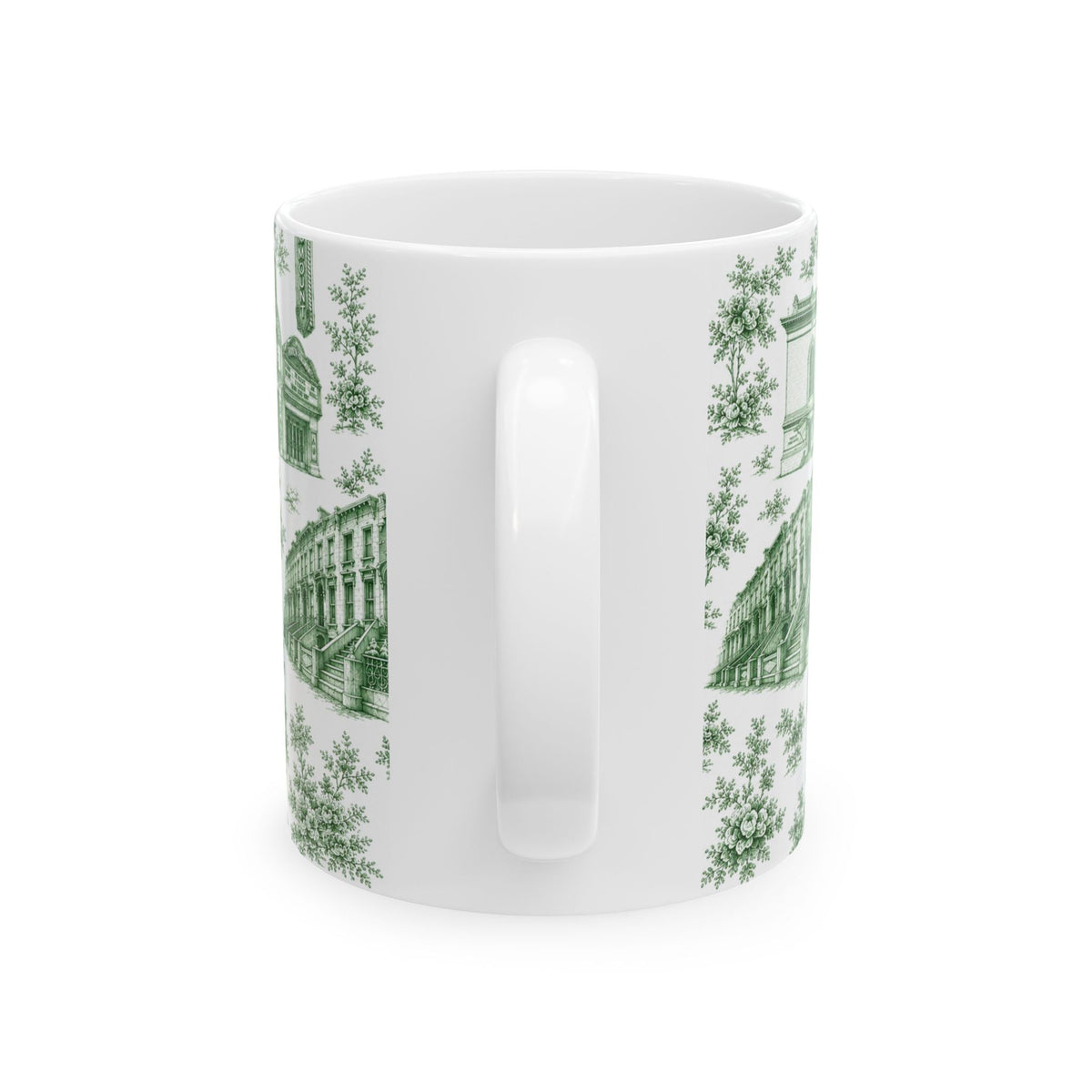 Fort Greene Green Toile de Jouy Mug | NYC Chinoiserie Ceramic Coffee Cup