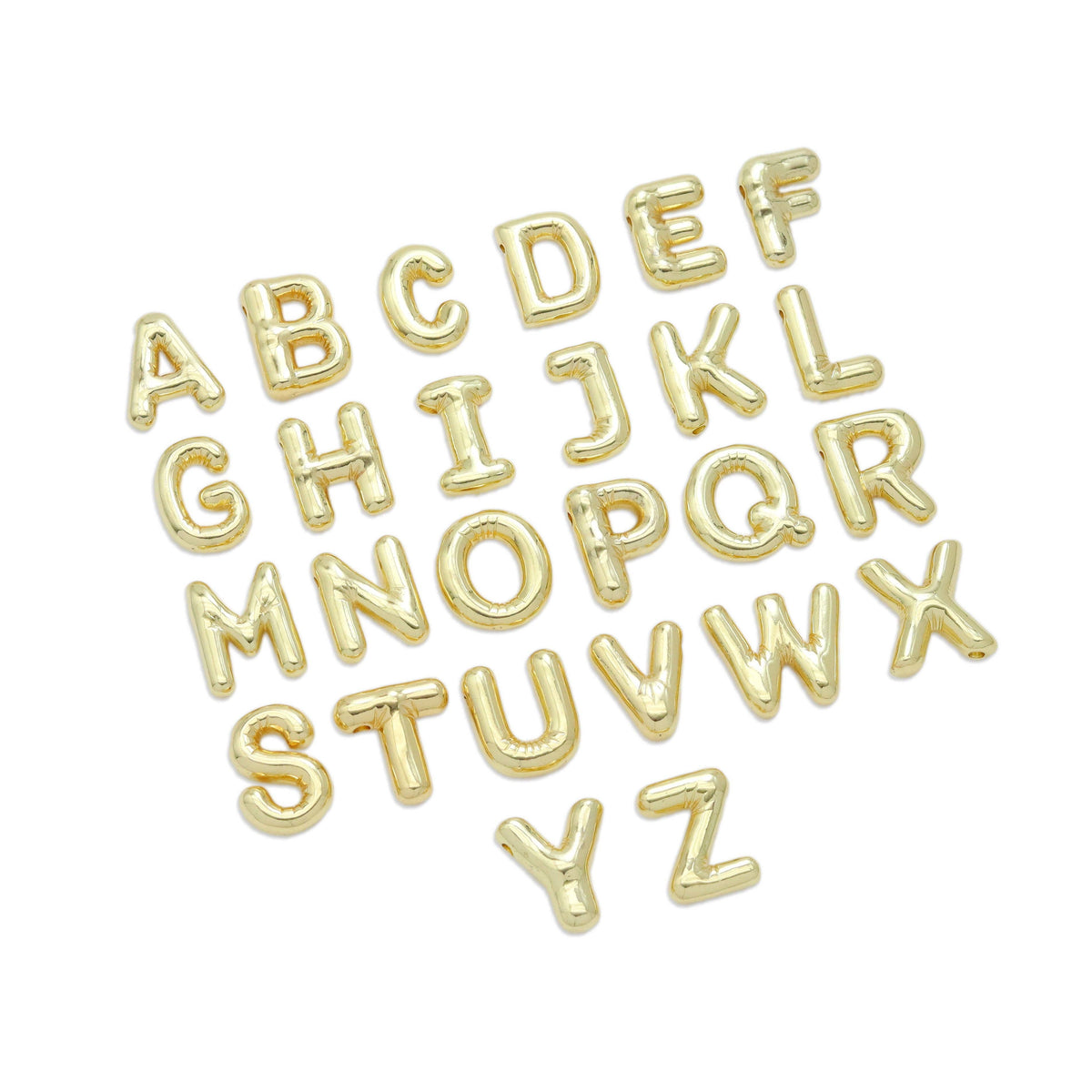 Gold Silver Bubble Initial Letter Charm, Sku#LX563