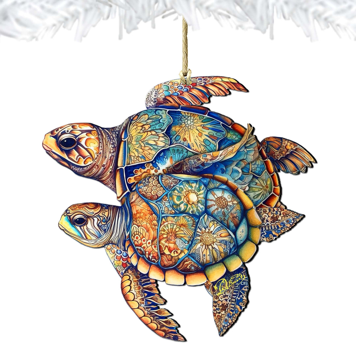 Coastal Decorations - Turtles Wooden Ornaments by G.Debrekht Coastal Holiday Decor - 8688192